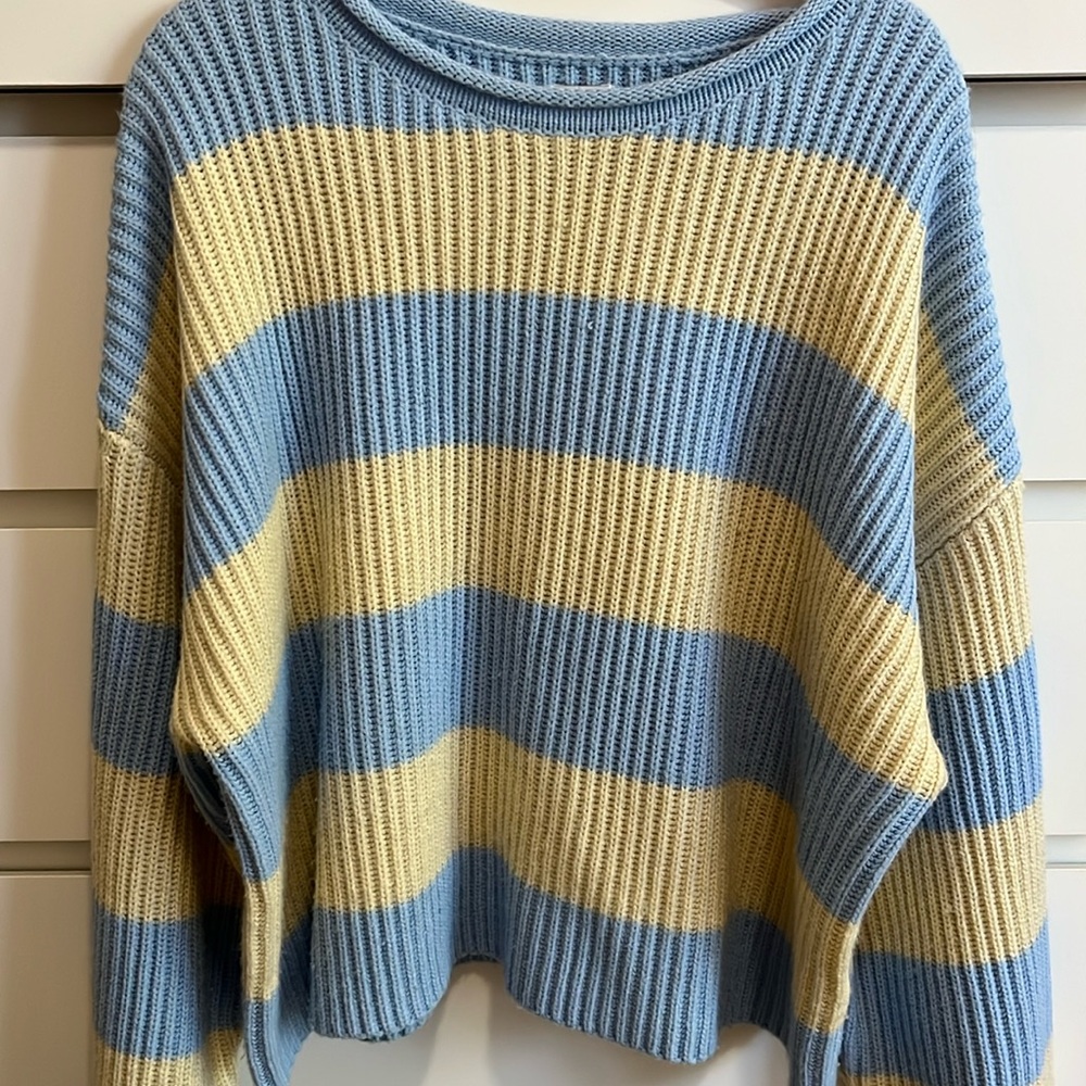 Striped Blue and Cream Women's Sweater